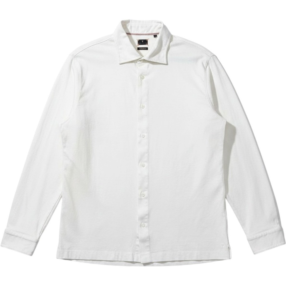 Left Coast Tee Mens Large Cream 100% Pima Cotton Long Sleeve Knit Button Shirt